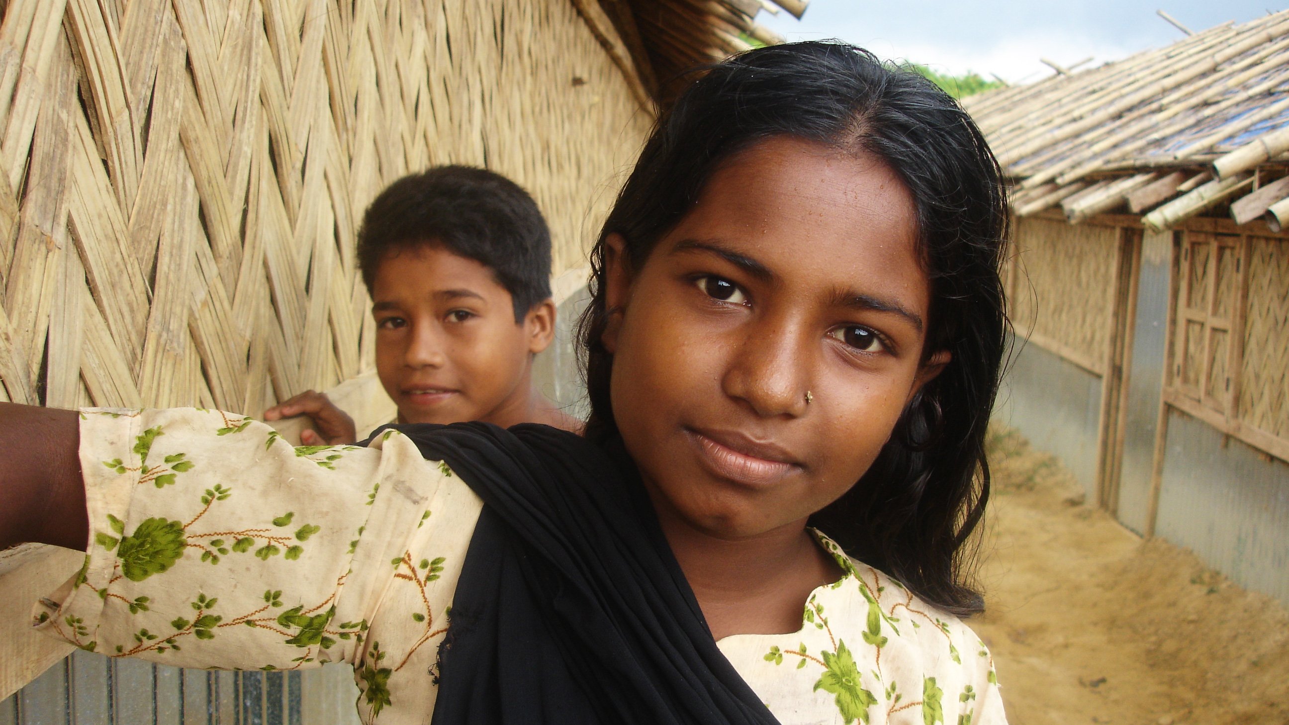 A young Rohingya girl at the Kutaplong refugee camp in southern Bangladesh, one of two government-run camps for the 28,000 documented Rohingya refugees in the country