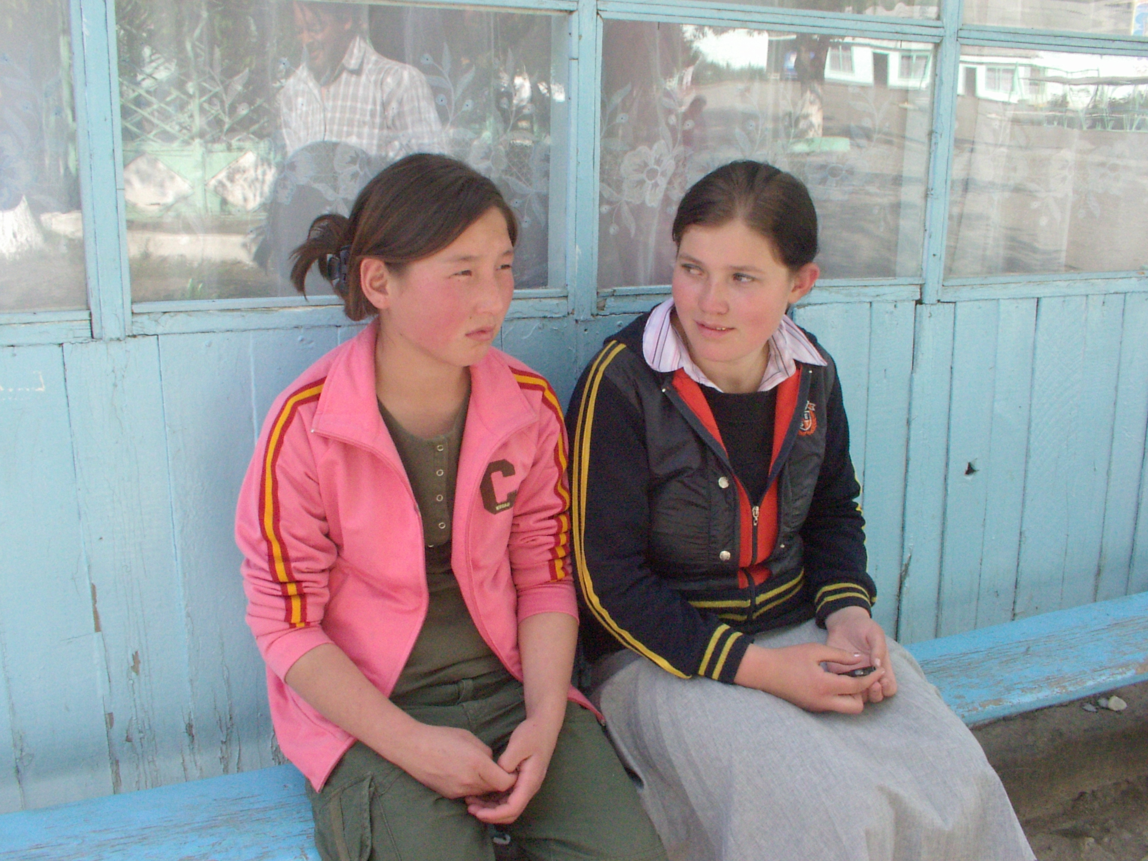 Two girls at a state-run institution in southern Kyrgyzstan