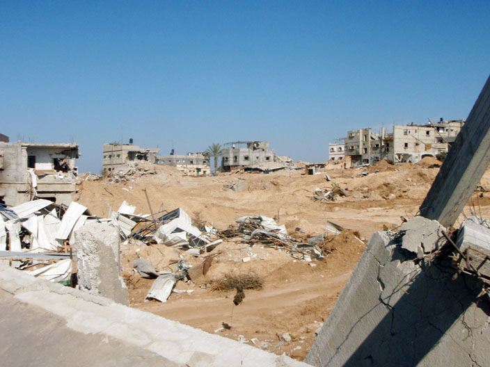 Houses destroyed by the Israeli army in Al Qerem area of East Jablia, Gaza