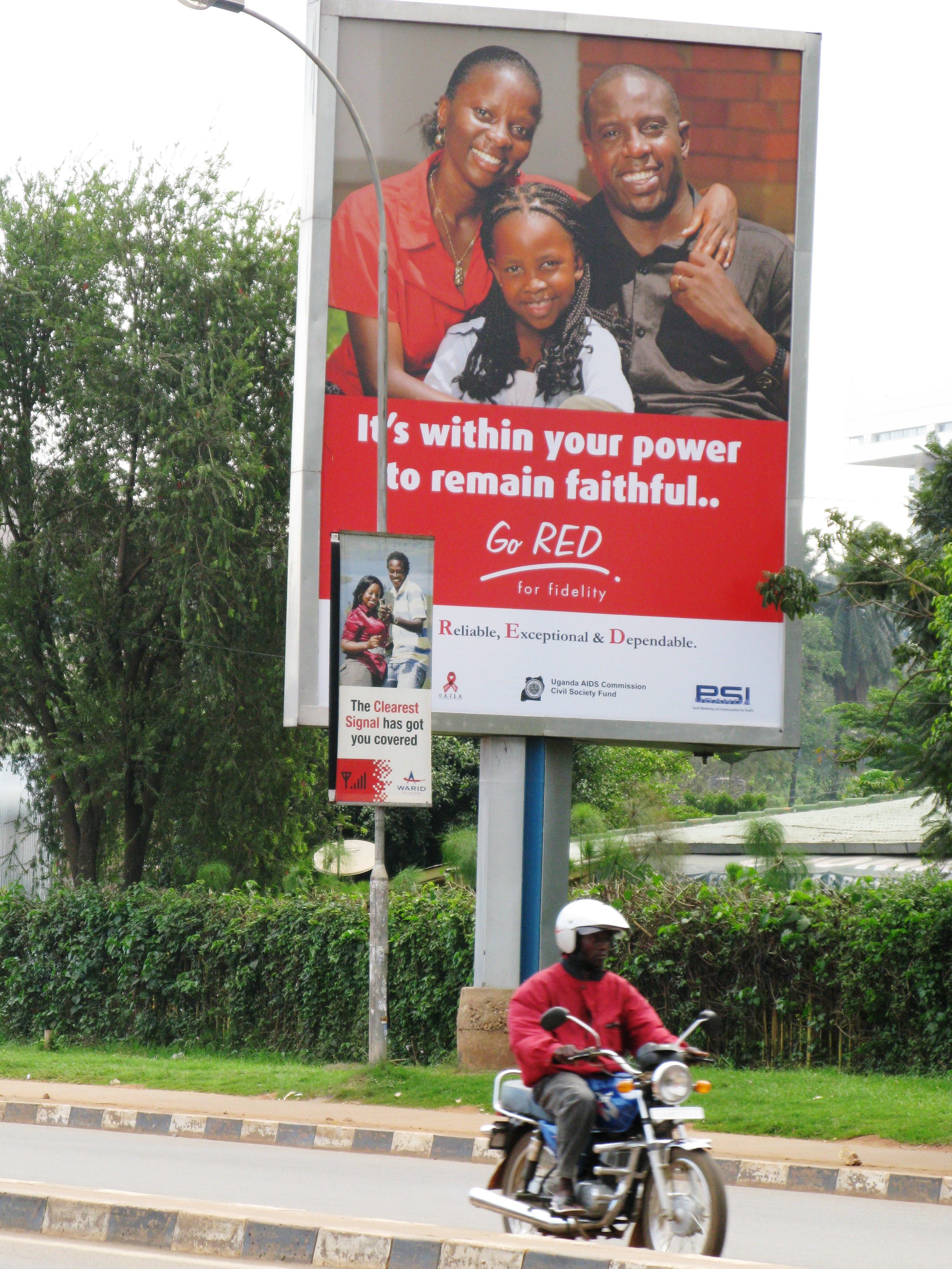 A billboard in Kampala, Uganda, promoting faithfulness 