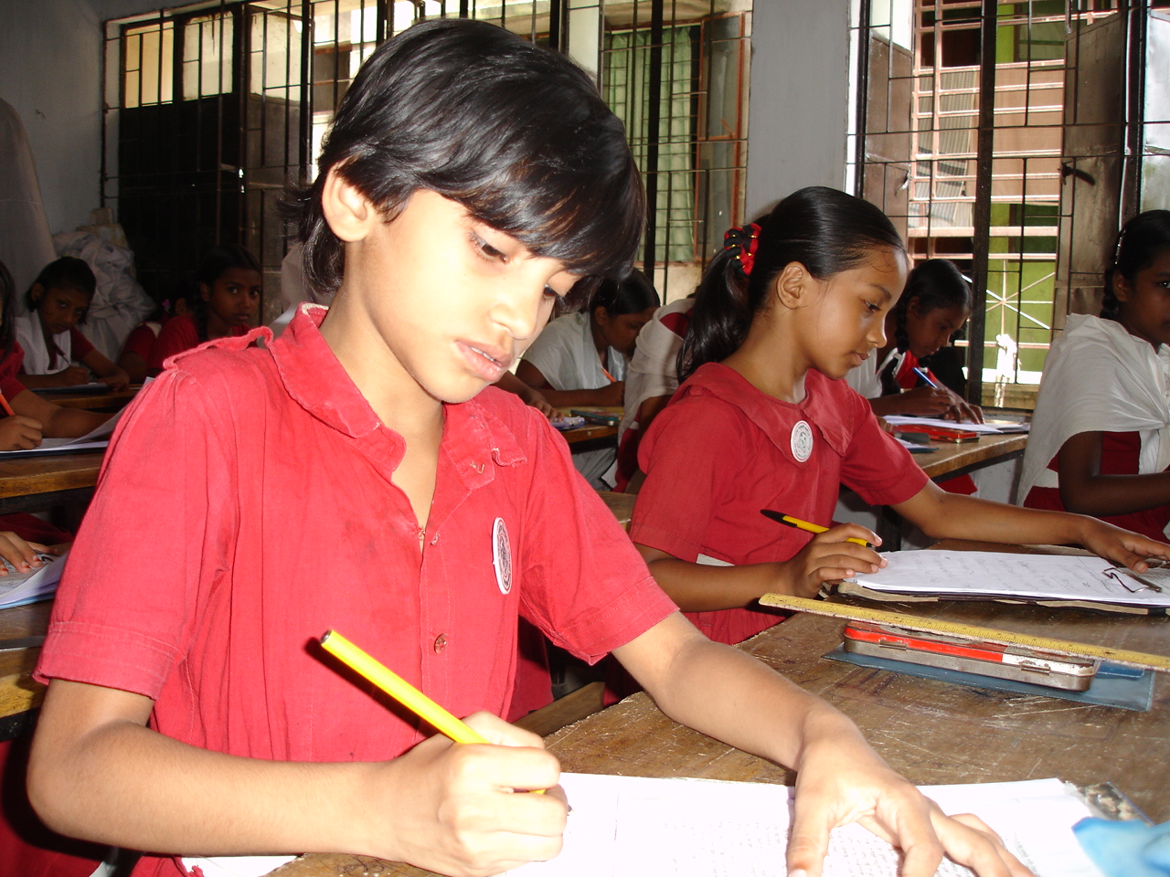 A young girl at her school in Dhaka