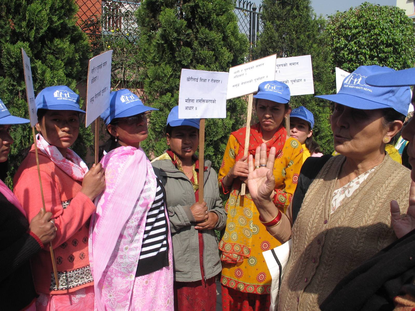 Members of the NGO Maiti Nepal, which campaigns against trafficking. Despite the efforts of NGOs and the Nepalese government, huge challenges remain in controlling trafficking, especially to Gulf countries