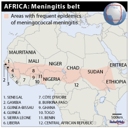 Meningitis belt in Africa (<a href="http://www.irinnews.org/pdf/LM-2010-AFR_0224.pdf" target="_blank"><strong><font color=#006699>See larger version of map</strong></a>)