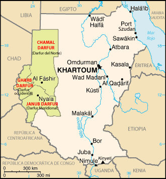 Map of Darfur, Sudan