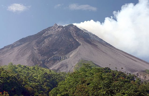 Mount Merapi, the most active volcano in Indonesia