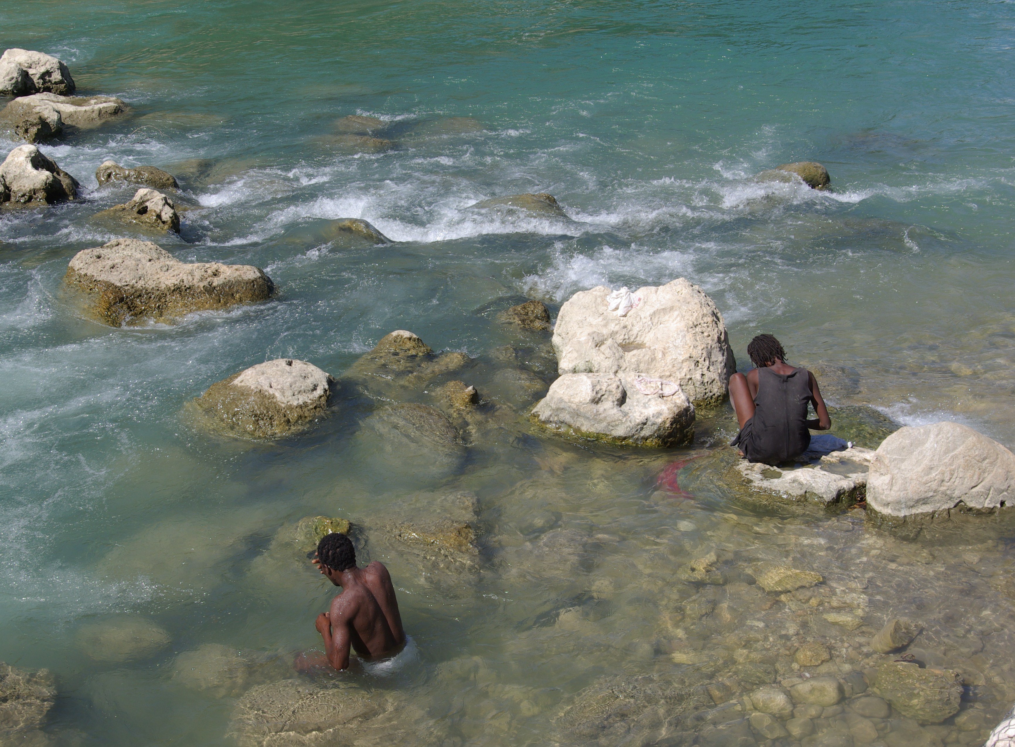 People in the Artibonite River, Haiti. November 2010