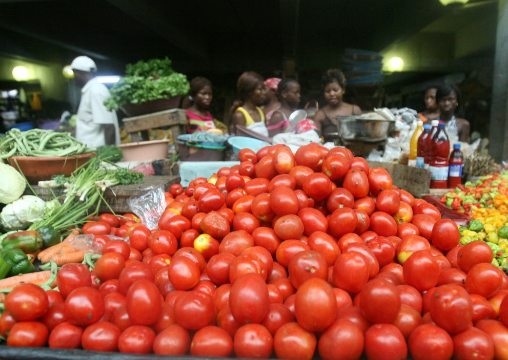 Vegetable stall at treichville market, Abidjan