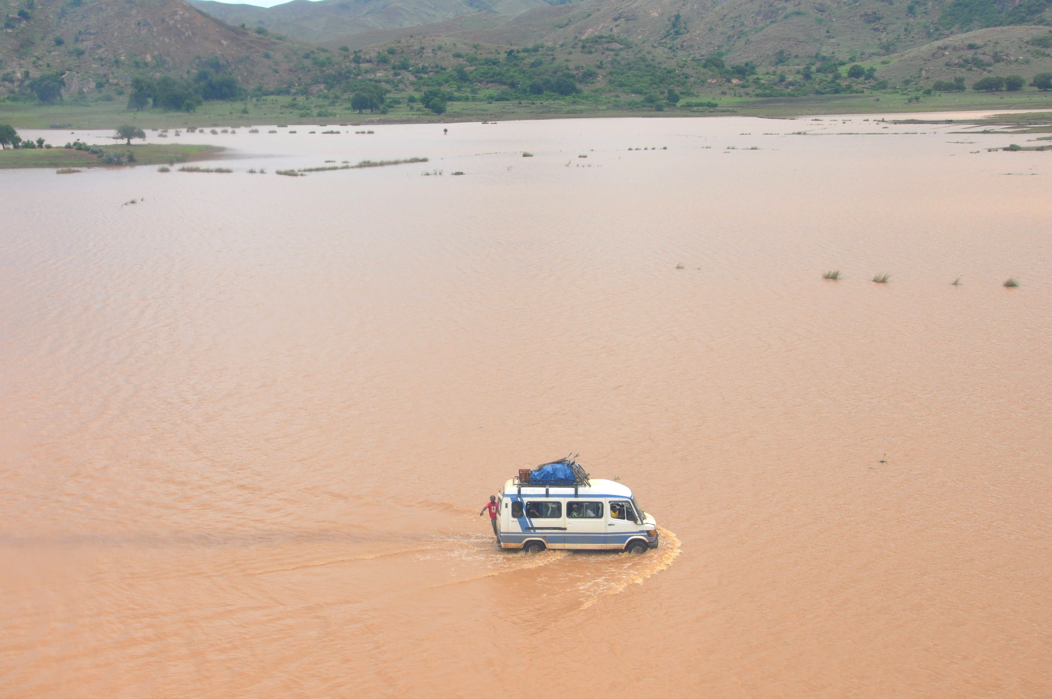 Flood waters in Madagascar after Cyclone Bingiza struck the Indian Ocean island of Madagascar on 14 February 2011