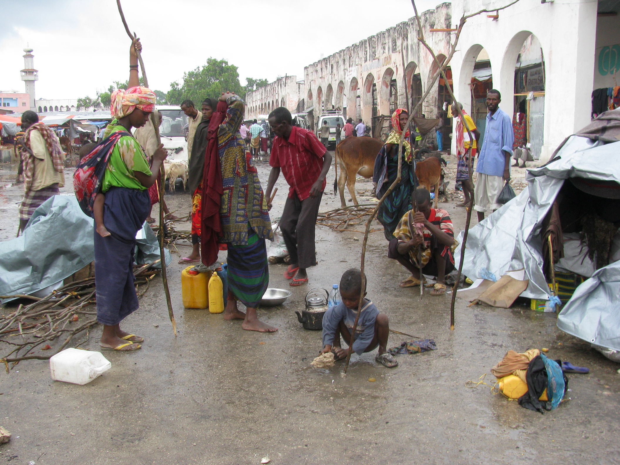 Displaced people on the streets of Mogadishu, Somalia