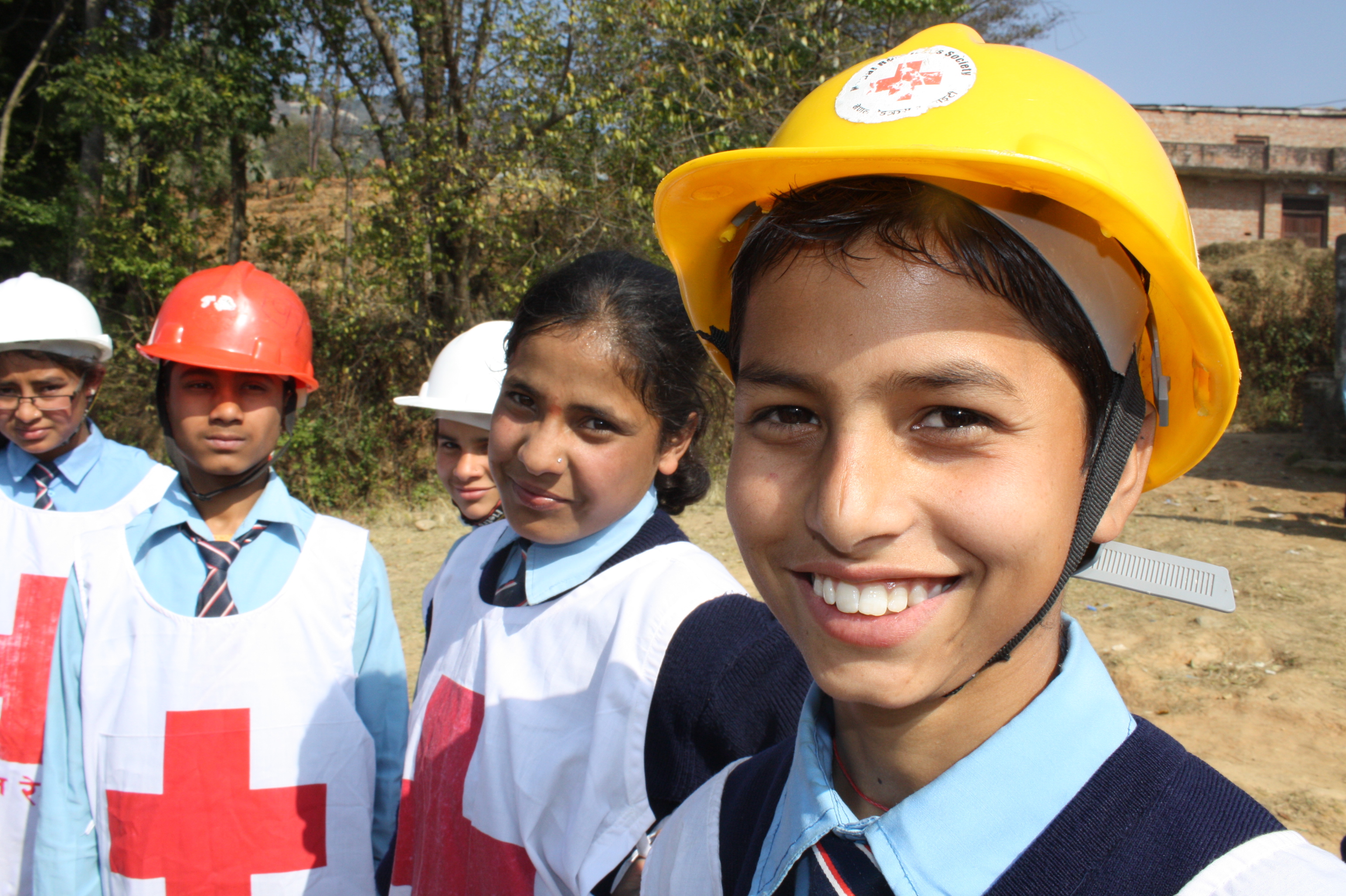 Sabin Dulal, 15, a student at the Panchakanya Secondary School in Nepal’s Bhaktapur District, has recently learned triage as part his earthquake preparedness training through the Nepal Red Cross