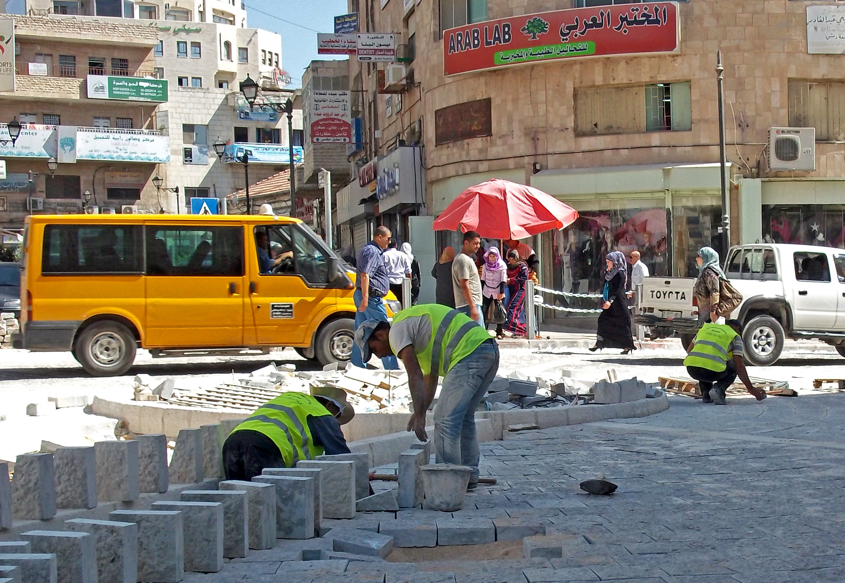 A major ‘Rehabilitation of the City Center’ project will end August 2011 after a year of rehabilitating Ramallah’s water and electricity network, roadways and communications infrastructure. New squares and monuments are cropping up across the city