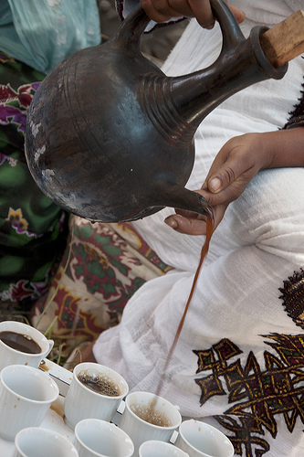 A traditional coffee ceremony in Ethiopia