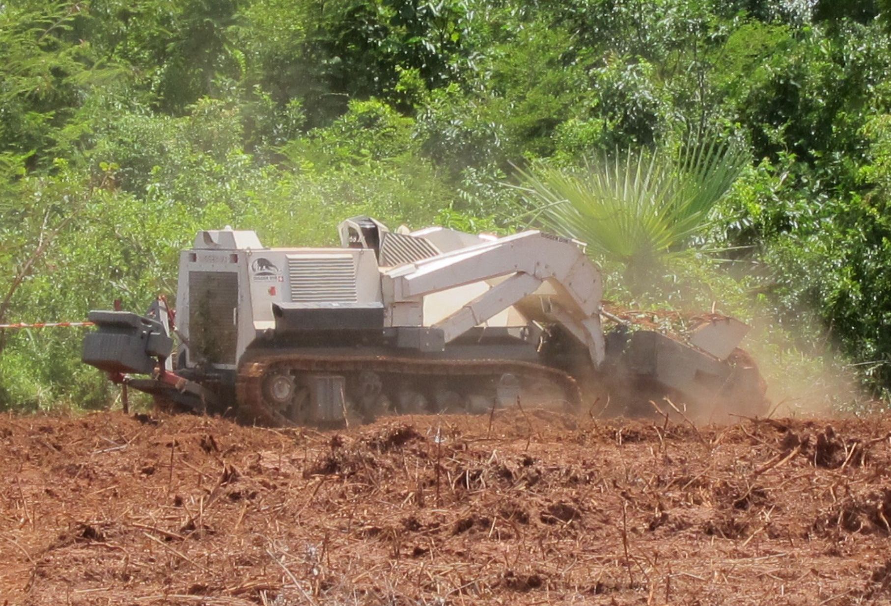 The Digger D-3 demining machine at work in Sindone, Casamance, Senegal