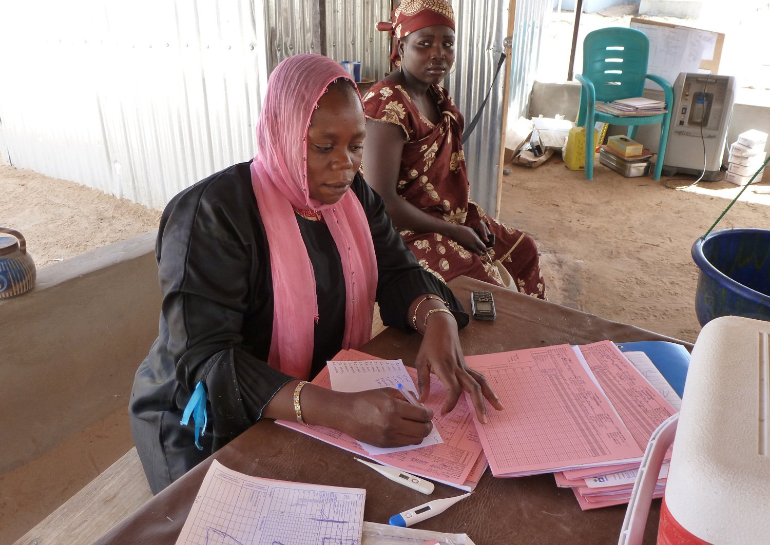 A nurse registers malnourished children into the feeding and treatment centres at Mao district hospital in Kanem, western Chad