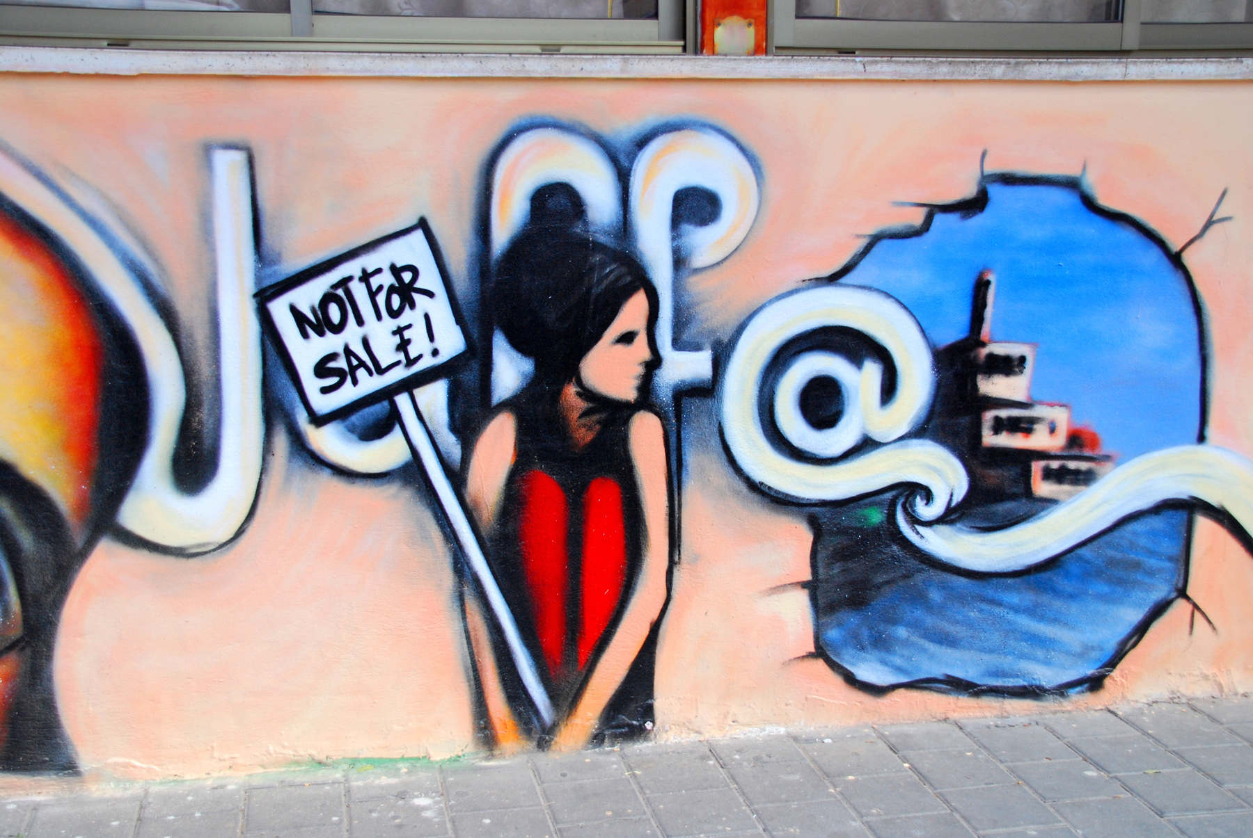 Graffiti in the Ajame neighbourhood of Jaffa, Israel, where currently about 500 Palestinian families face eviction orders