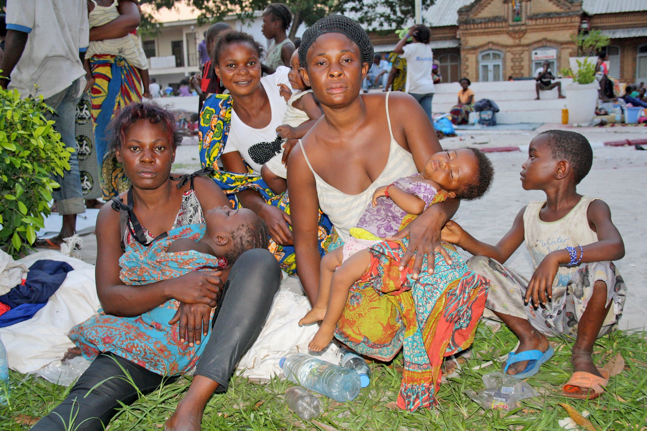 Many women and children have been living in the grounds of the Sacred Heart Cathedral since munitions in a Brazzaville army barracks exploded on 4 March 2012