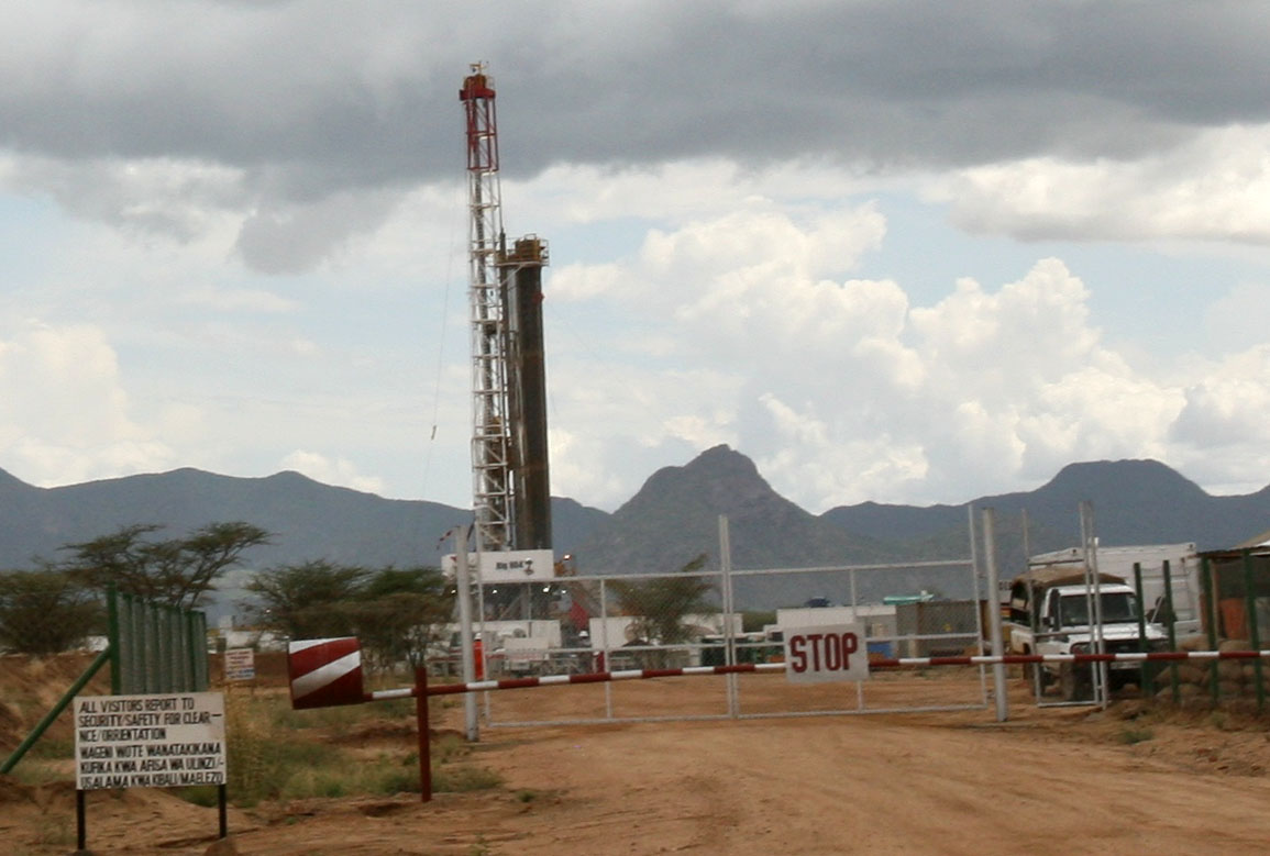 An oil drilling site in Turkana, north-western Kenya. The Kenyan government announced the oil find on 26 March 2012