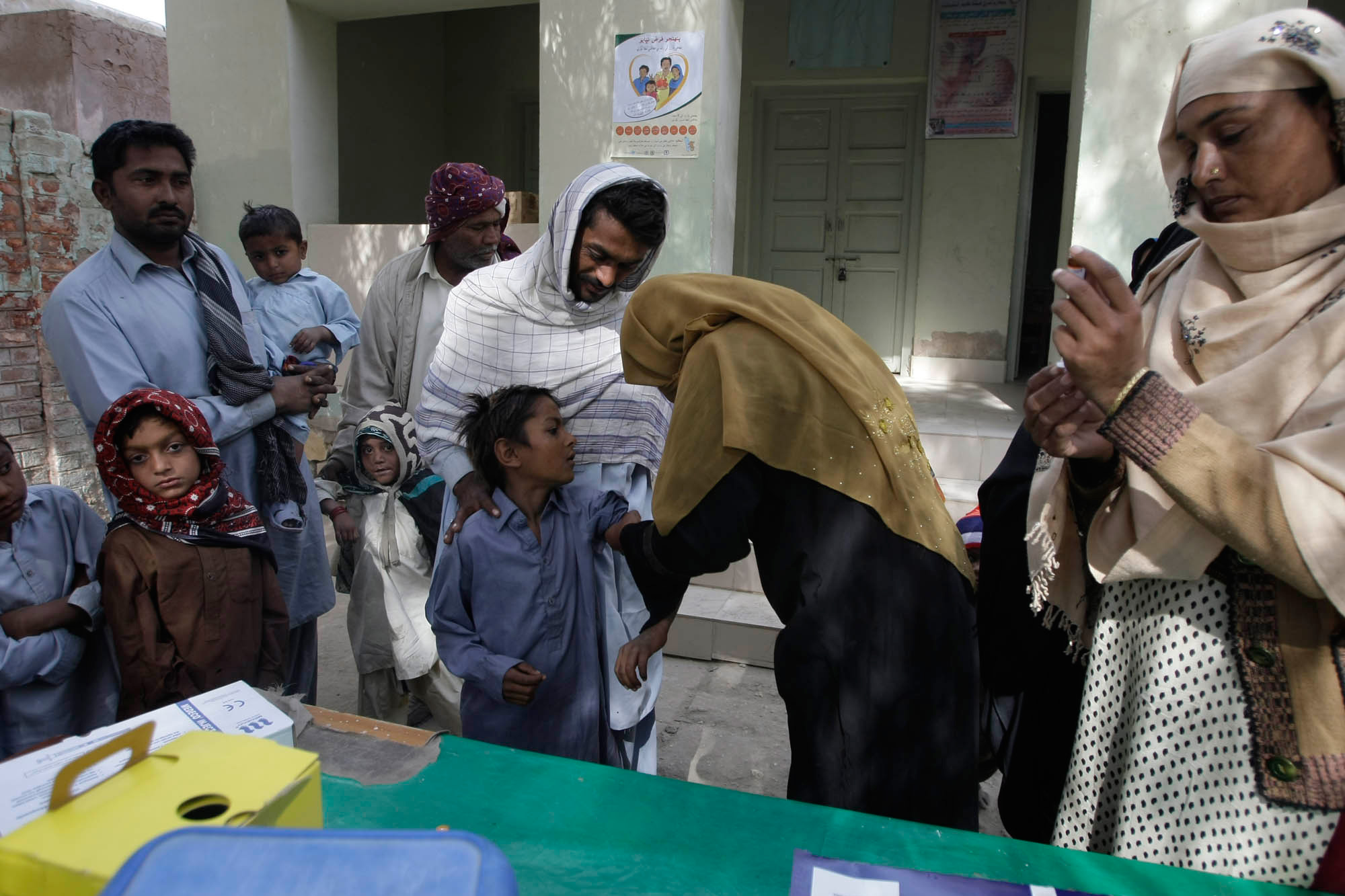 A measles vaccination programme at a small government hospital in Sukkur, Sindh province in Pakistan.