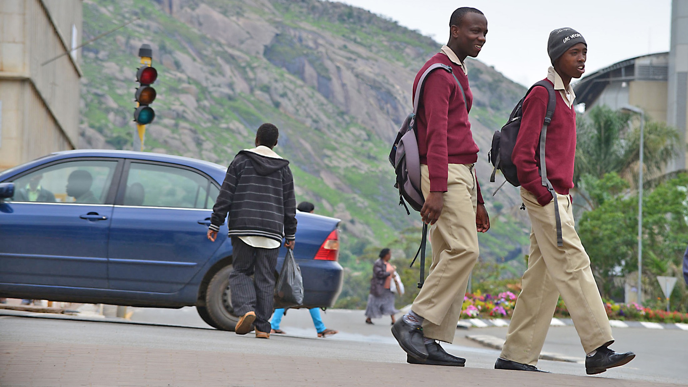 Schoolboys in downtown Mbabane, Swaziland's capital