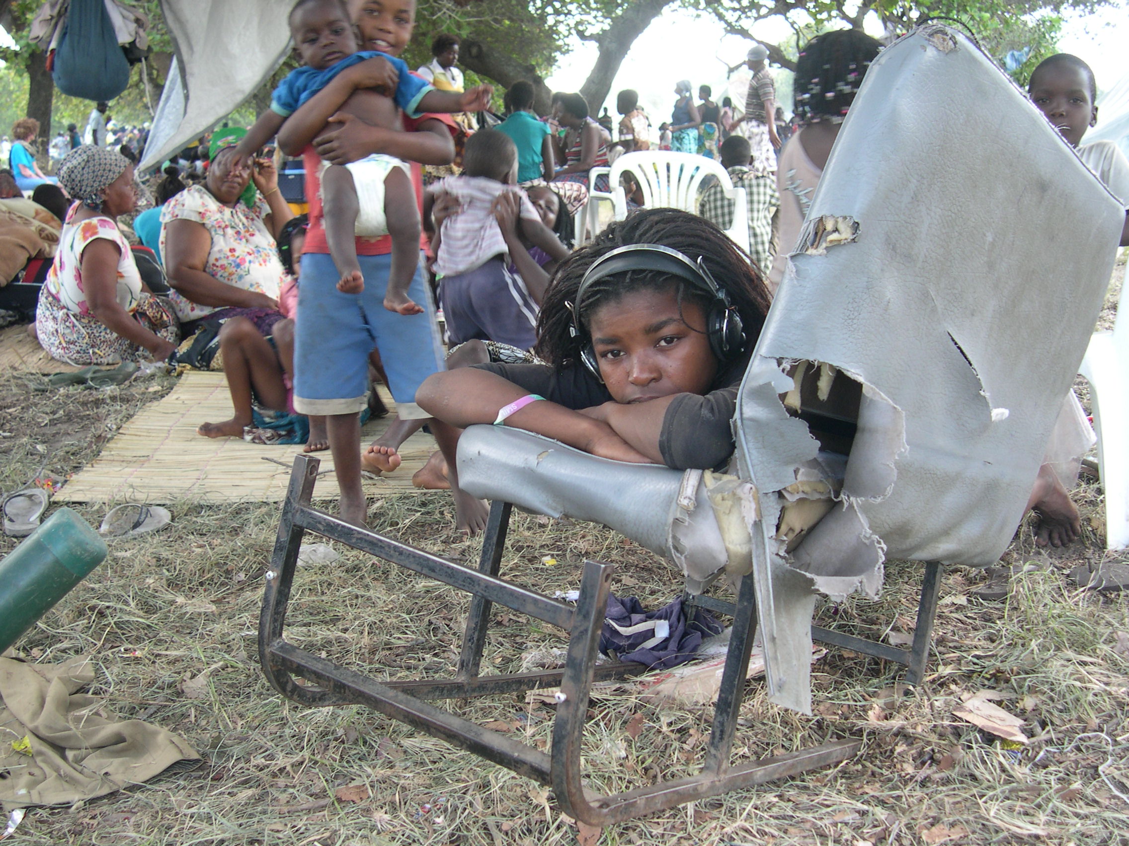 Many people have sought refuge from the floods in the Chiaquelane camp in Mozambique's Gaza district