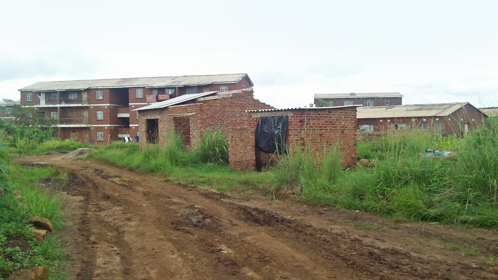 A derelict and unfinished government housing project in Dzivarasekwa Extension, a low-income suburb west of Zimbabwe’s capital, Harare