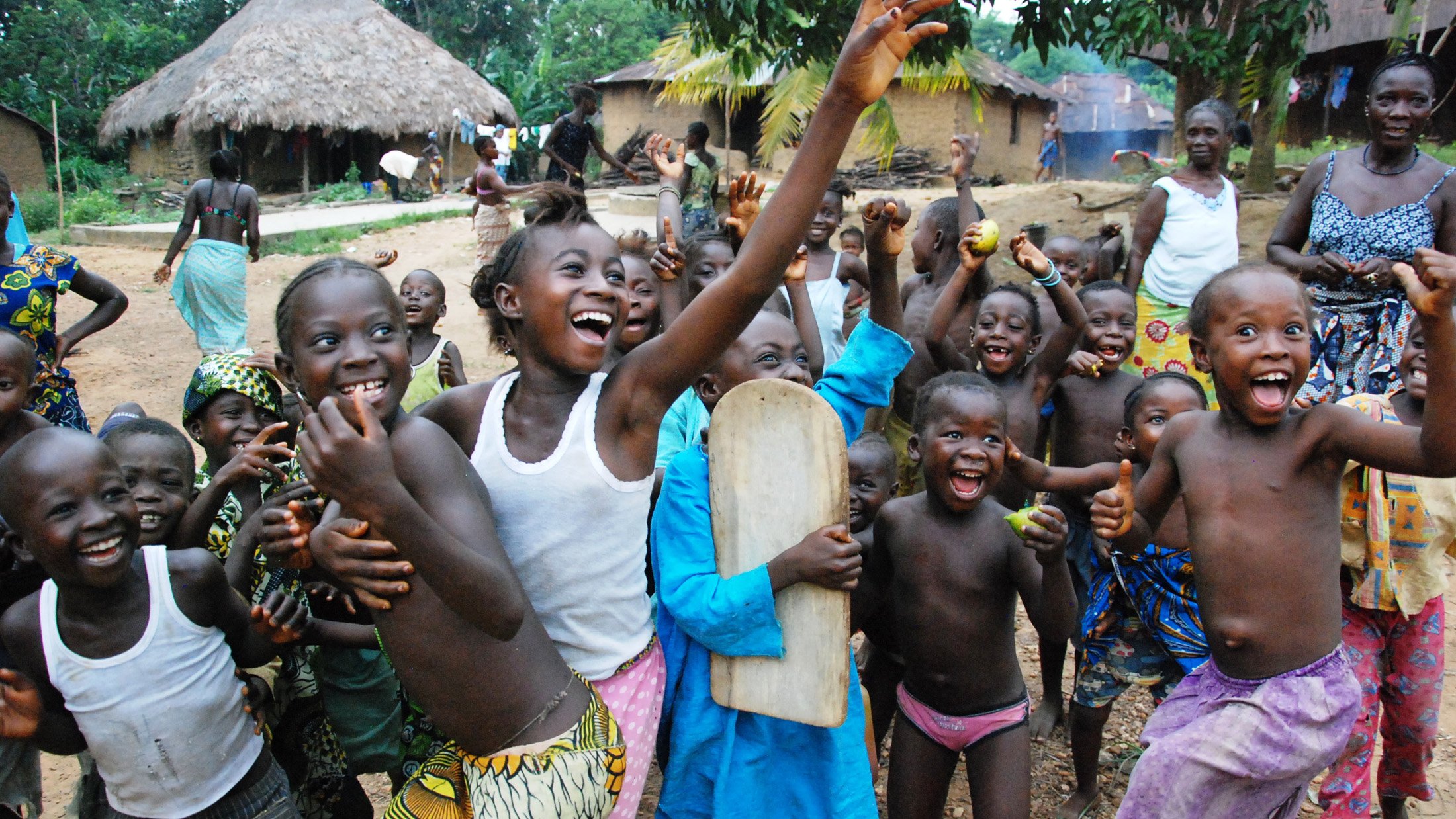 Children playing at a rural health centre in Sierra Leone