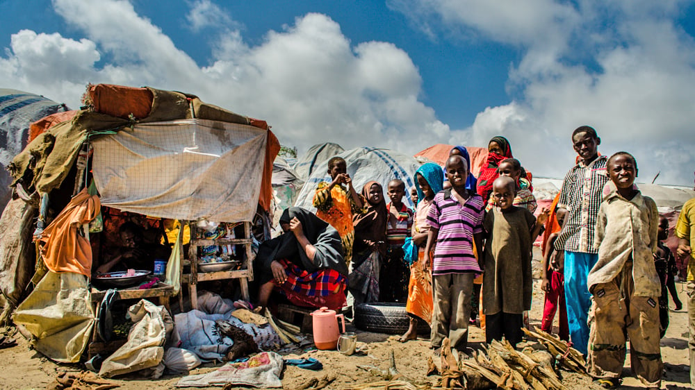 A family of refugees in an IDP camp near Mogadishu airport (March 2013)