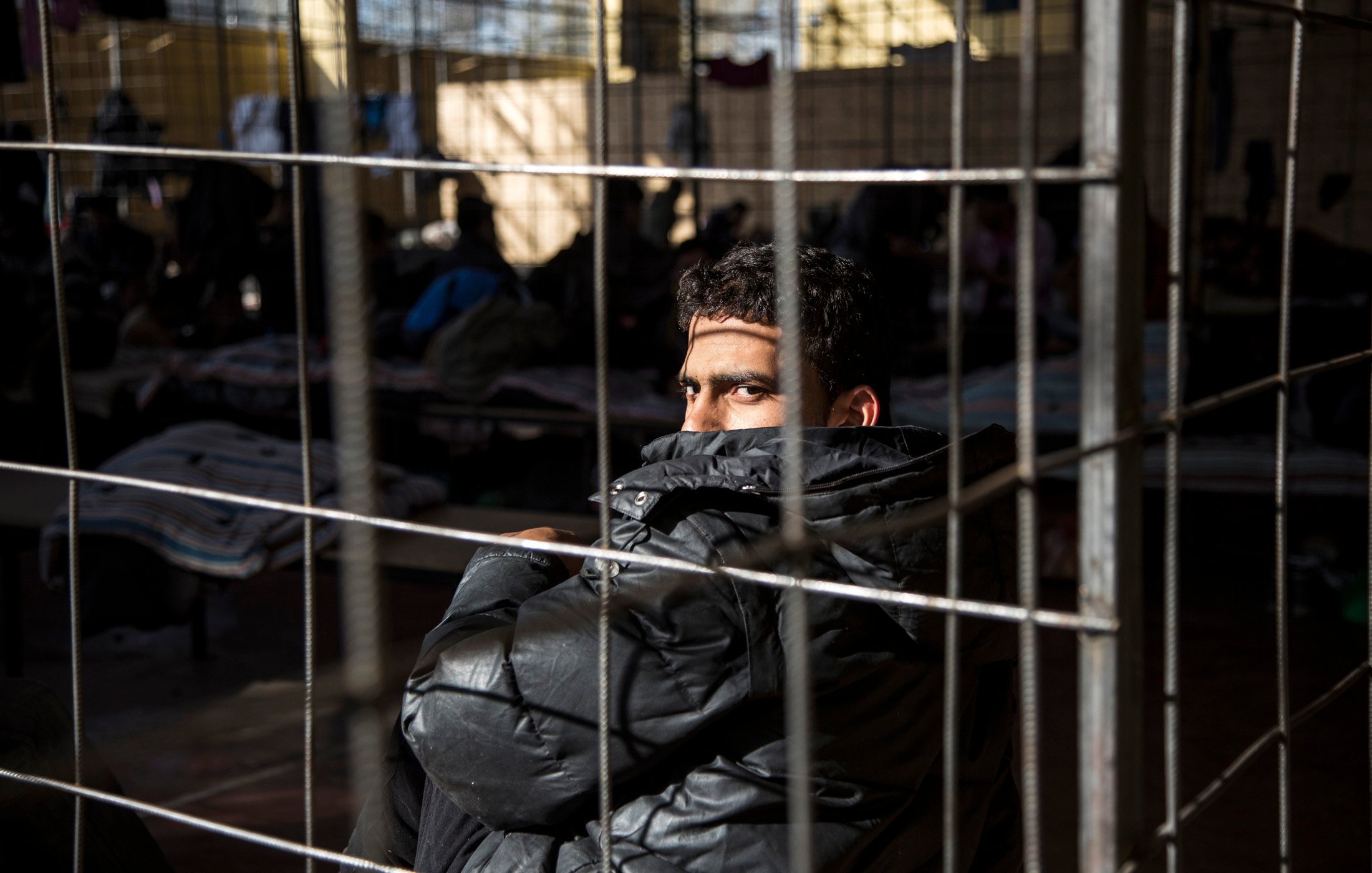 A Syrian refugee detained at the border police station in Elhovo, Bulgaria on October 22, 2013