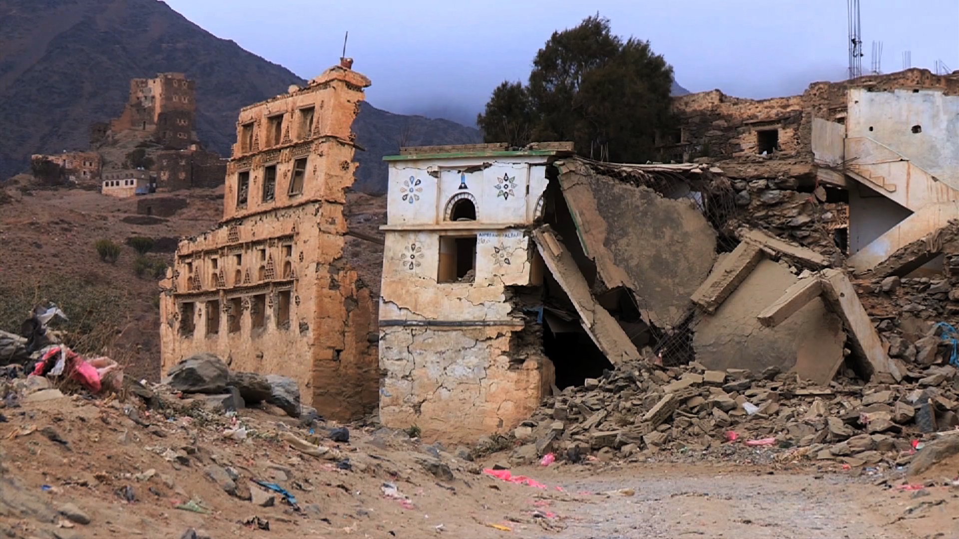 Destruction in northern Yemen caused by the civil wars with the Houthis, 2004-10