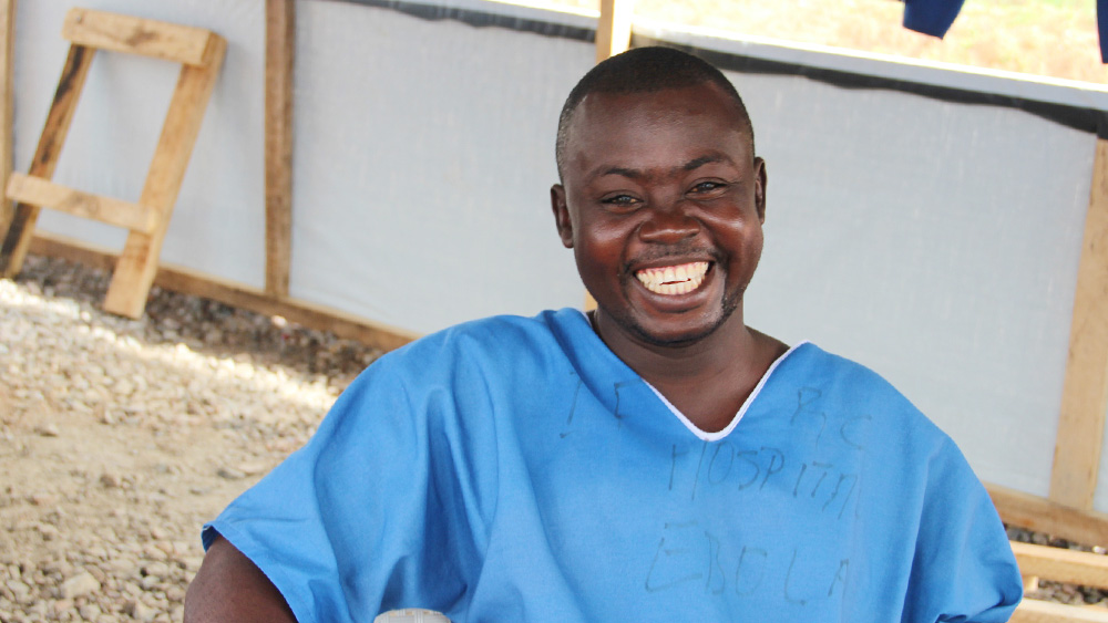 Edward Sonneh, a collector at IFRC's Ebola treatment centre 10 miles from Kenema.