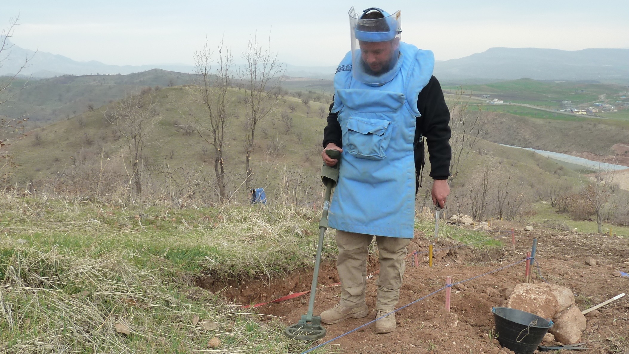 An employee of Stirling Global working on a mine site of a former military post near Zakho in Dohuk, close to Iraqi Kurdistan's border with Turkey.