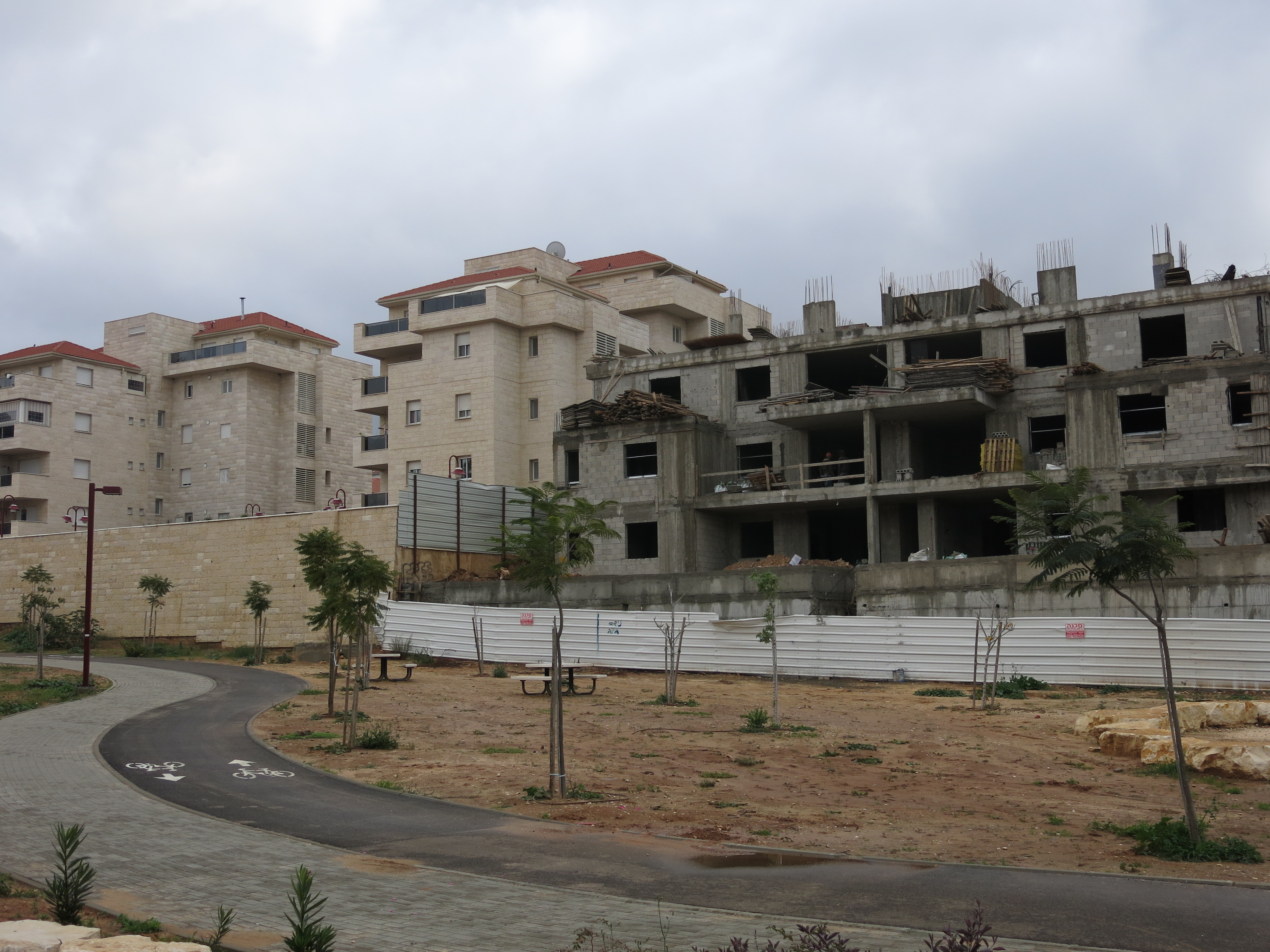 Construction work in the West Bank settlement of Ariel. Declared illegal by the UN, such Israeli settlements have expanded in recent years