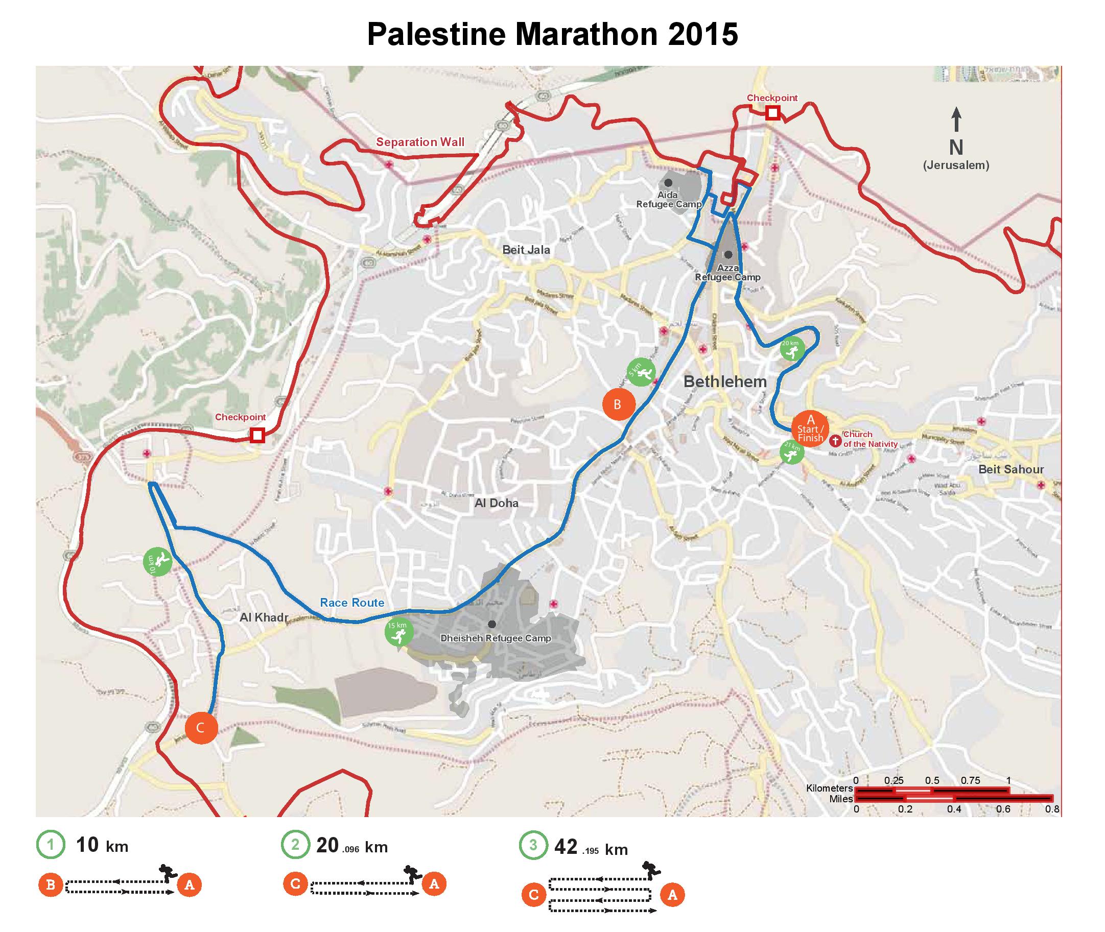 A map of the Ramallah marathon. Click on it for a larger version A map of the Ramallah marathon