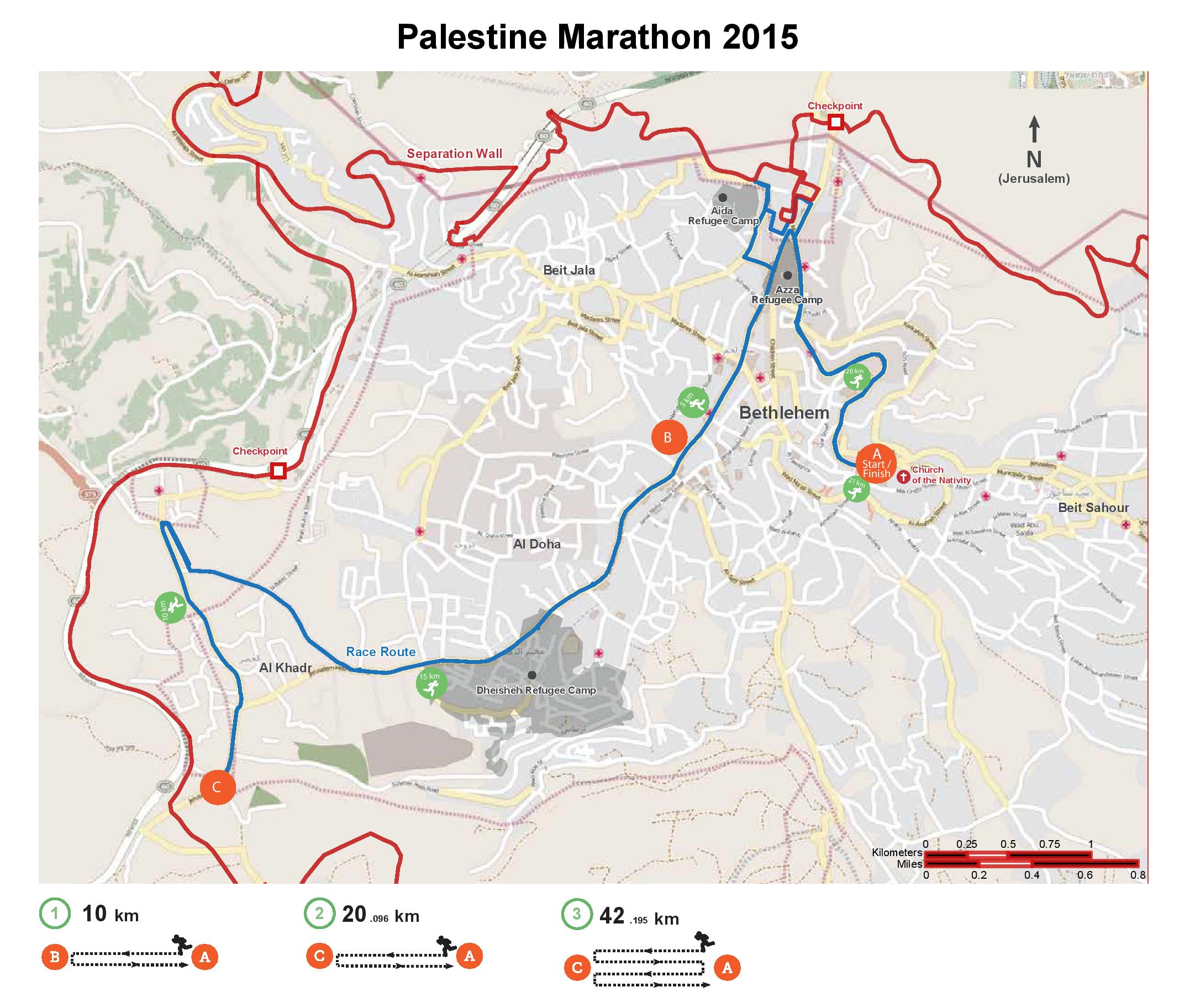 A map of the Ramallah marathon