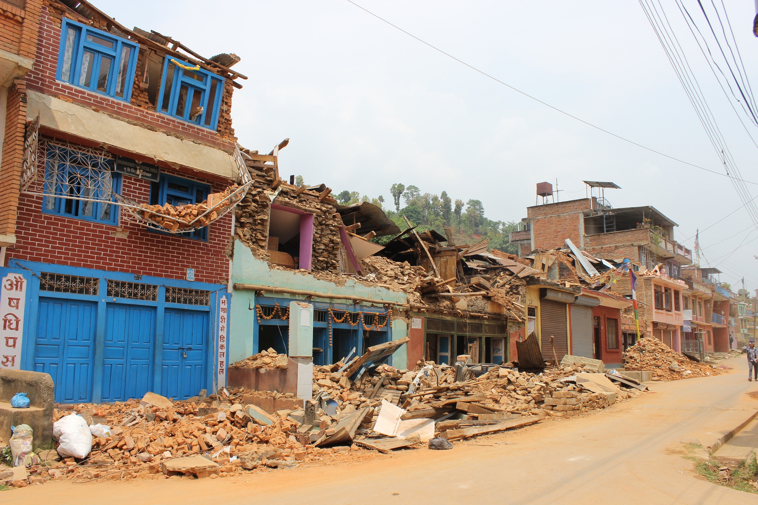 Quake damaged administrative offices in Rasuwa