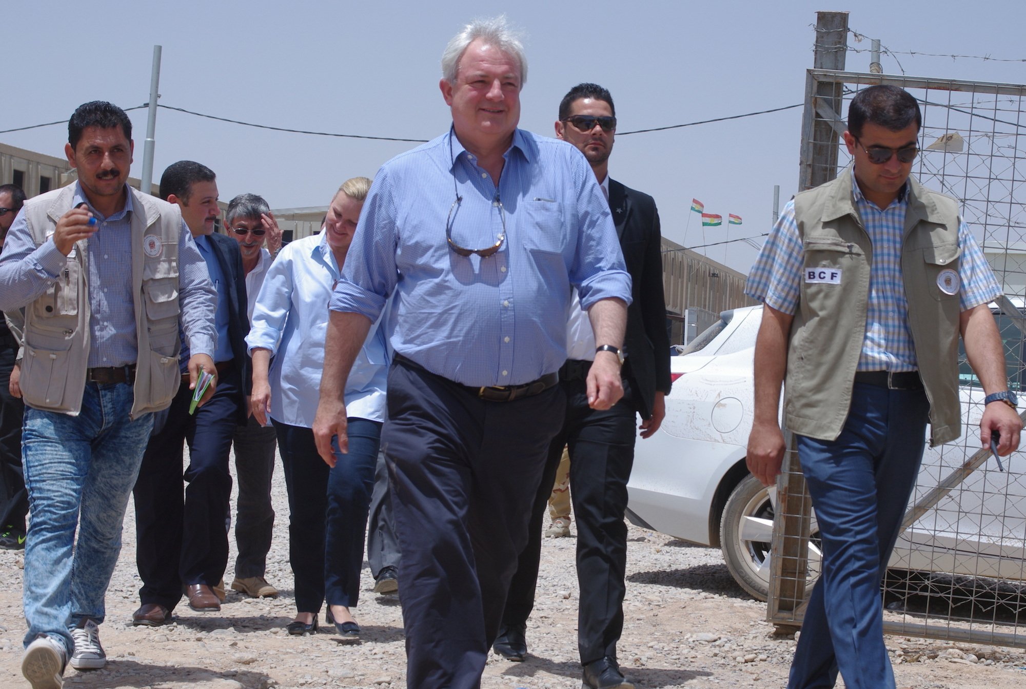 In his first official visit as United Nations Under Secretary-General for humanitarian affairs and emergency relief coordinator, Stephen O'Brien visits a camp for the displaced in the Iraqi city of Erbil