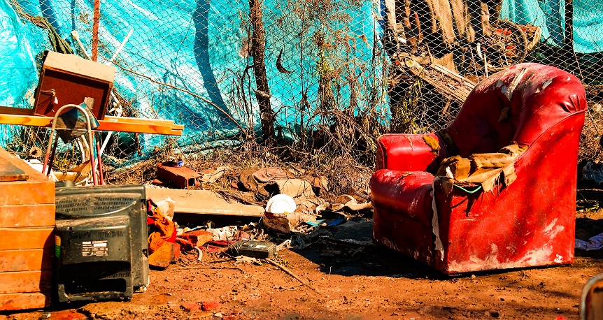 The salvaged contents of a living room after floods struck Mercedes in Argentin'a Buenos Aires province