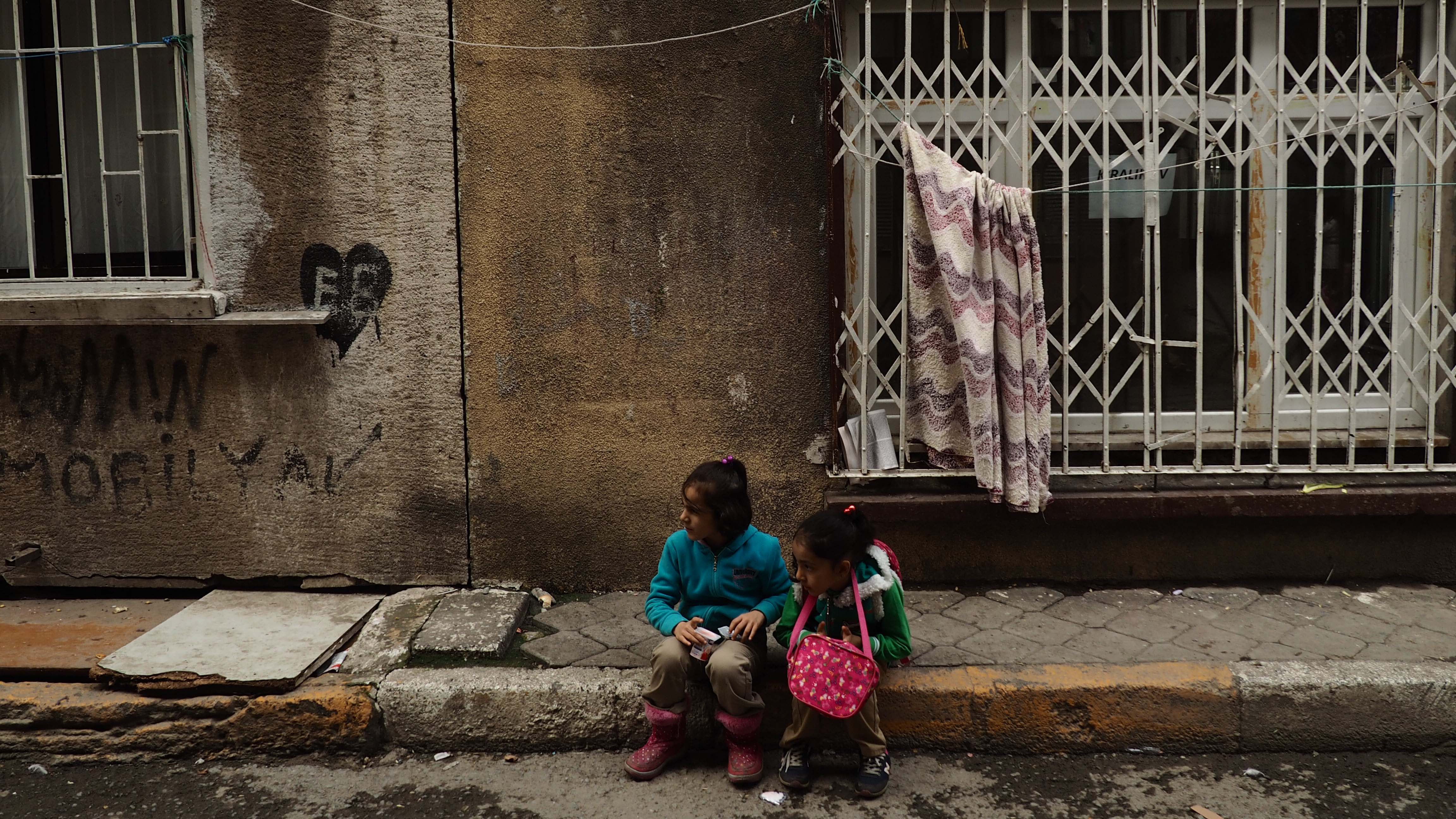 Two Syrian children in Tarlabasi neighborhood, where poor and marginalised Syrian families live together with mostly Kurdish and Roma people