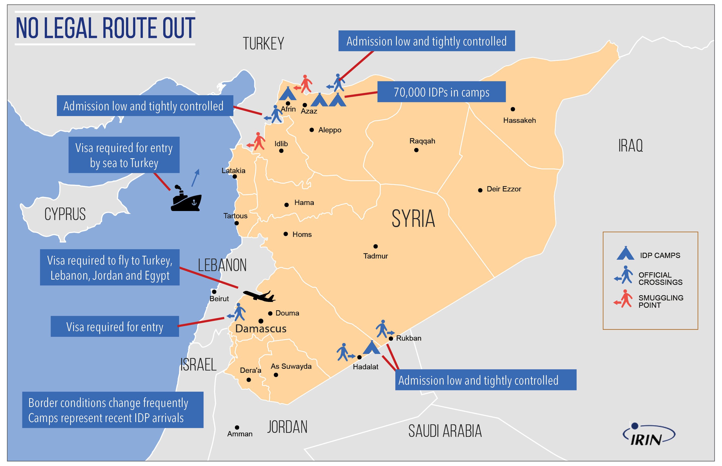 Map of Syria and borders