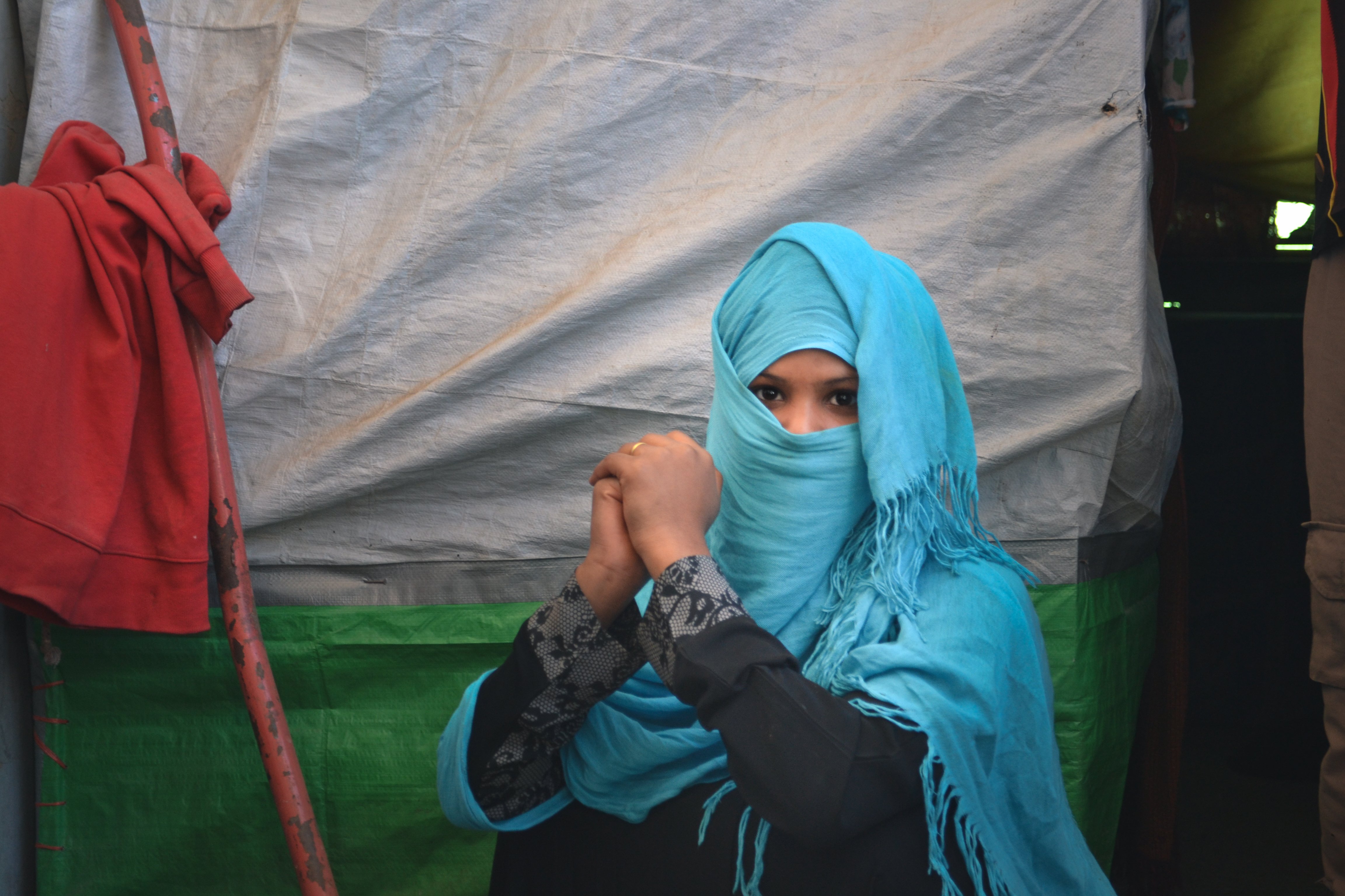 Girl with turquoise headscarf