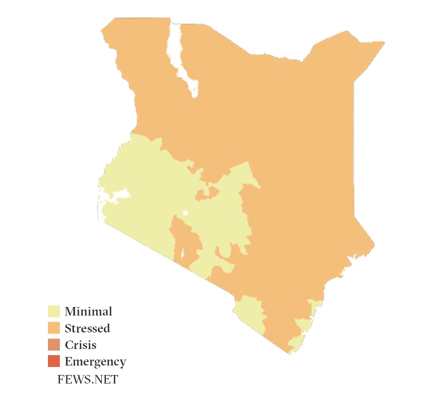 Map of food insecurity in Kenya