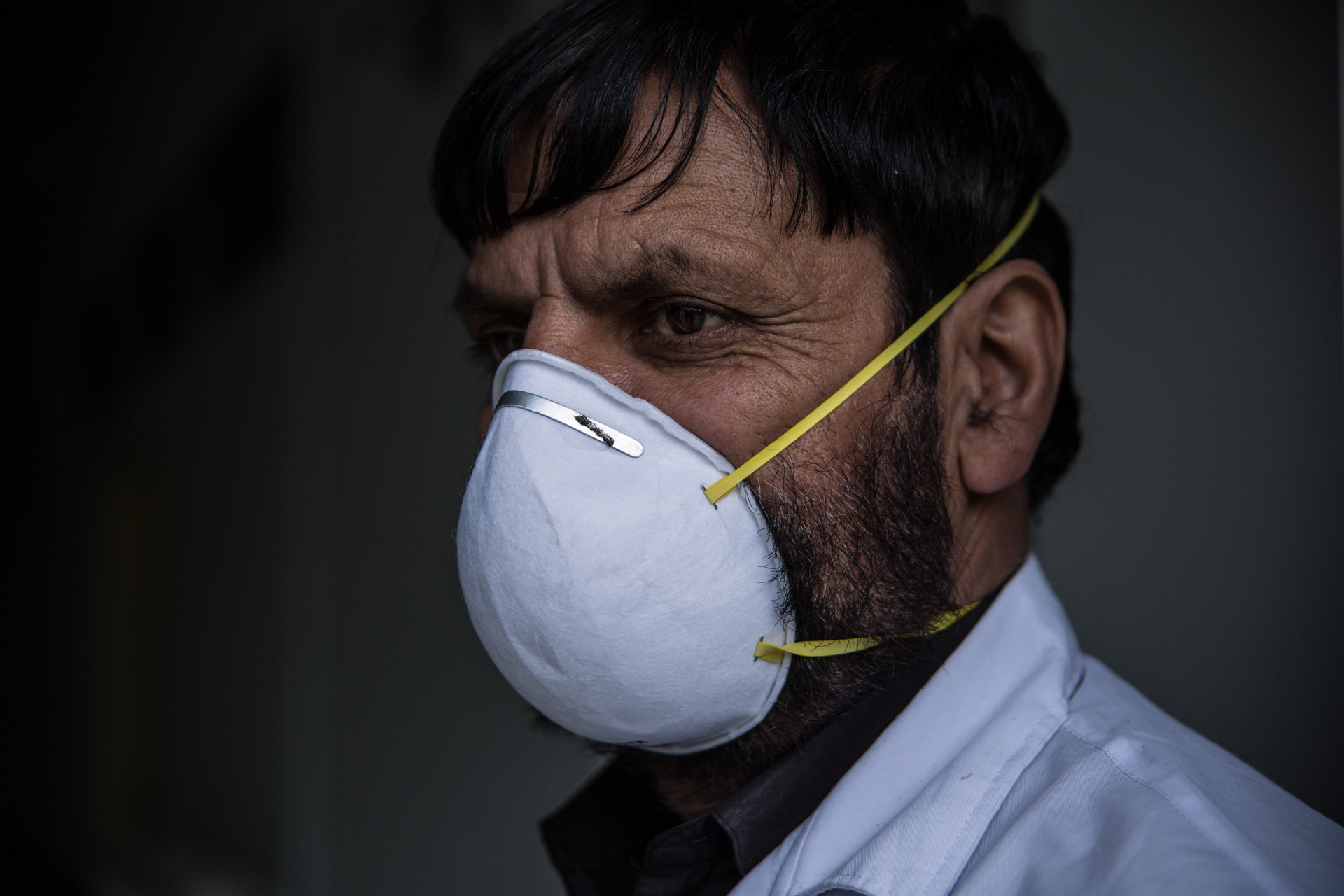 A doctor wears a face mask at the Afghan-Japan Communicable Disease Hospital in Kabul. The hospital has been designated the main treatment facility for coronavirus patients in Afghanistan’s capital.