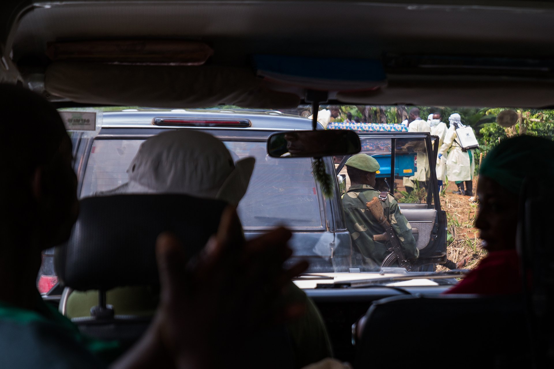 Soldier at the Ebola cemetery in Beni.