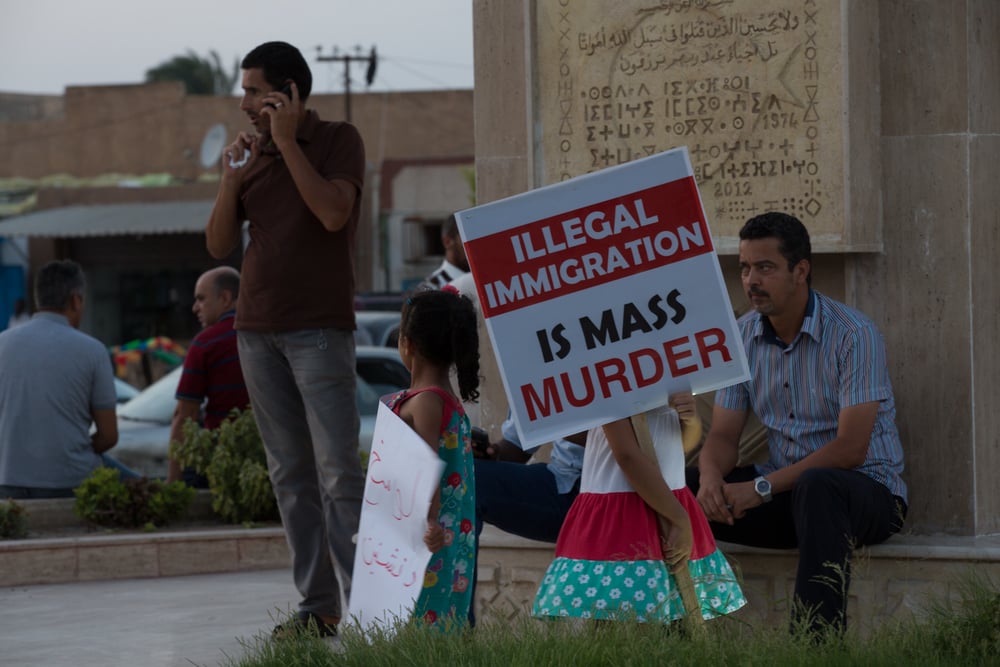 People in Libya protest against human trafficking