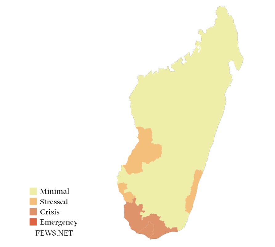 Map of food insecurity in Madagascar