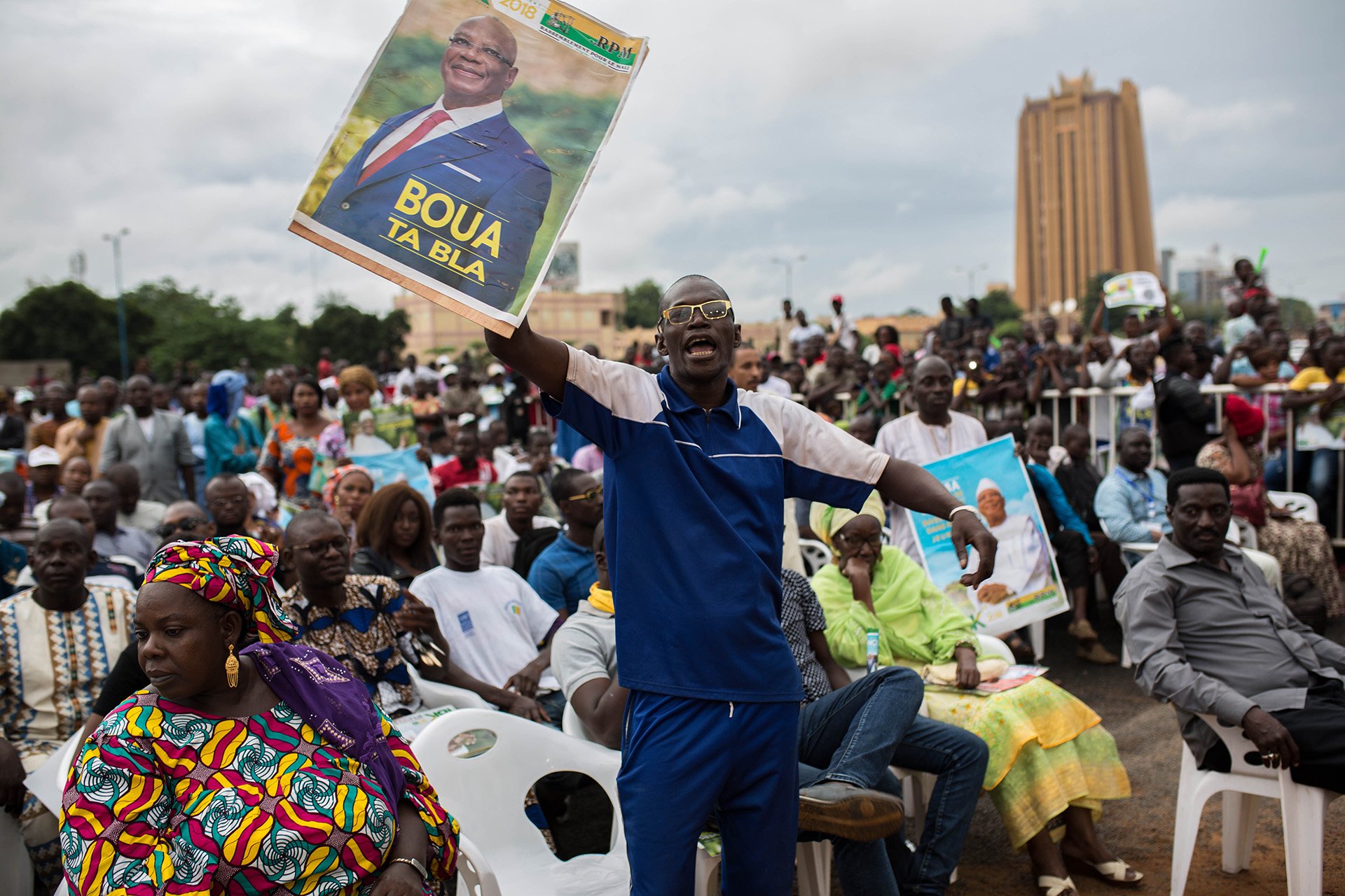 Thousands of supporters of Ibrahim Boubacar Keita attend a rally