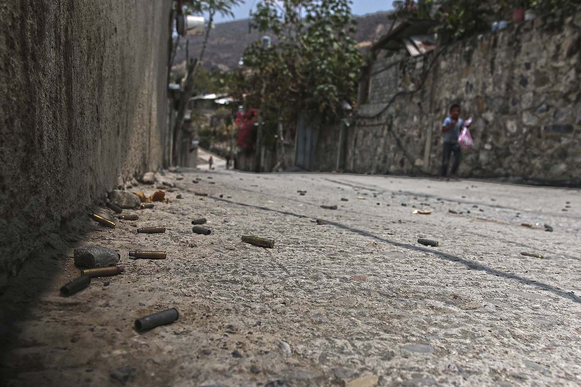 Bullet shell casings scattered on a street