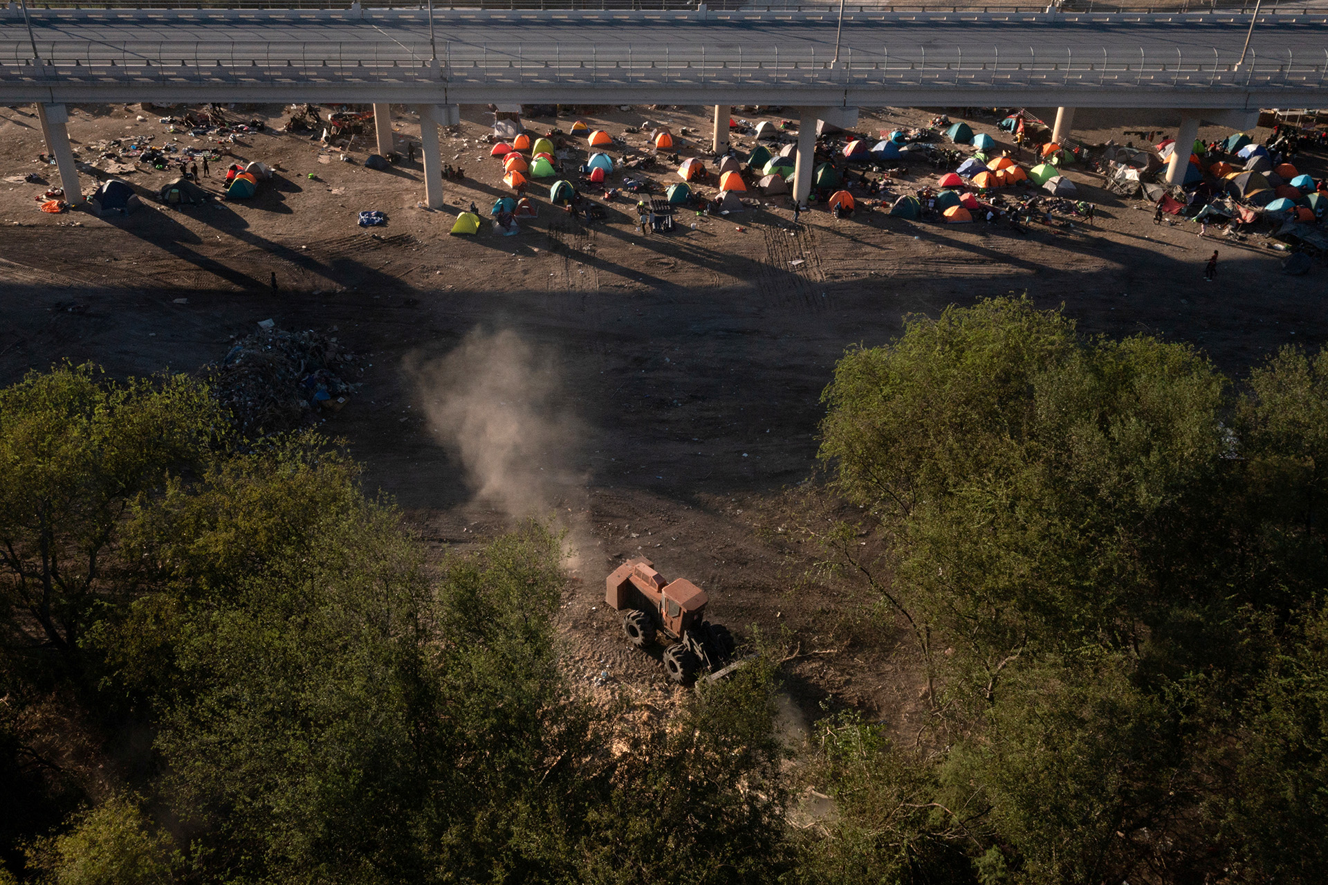 The treatment of Haitian migrants who crossed the border en masse close to Del Rio, Texas in September was a turning point in the public perception of Biden’s migration policies. Many stayed in this makeshift camp before being expelled to Haiti. 