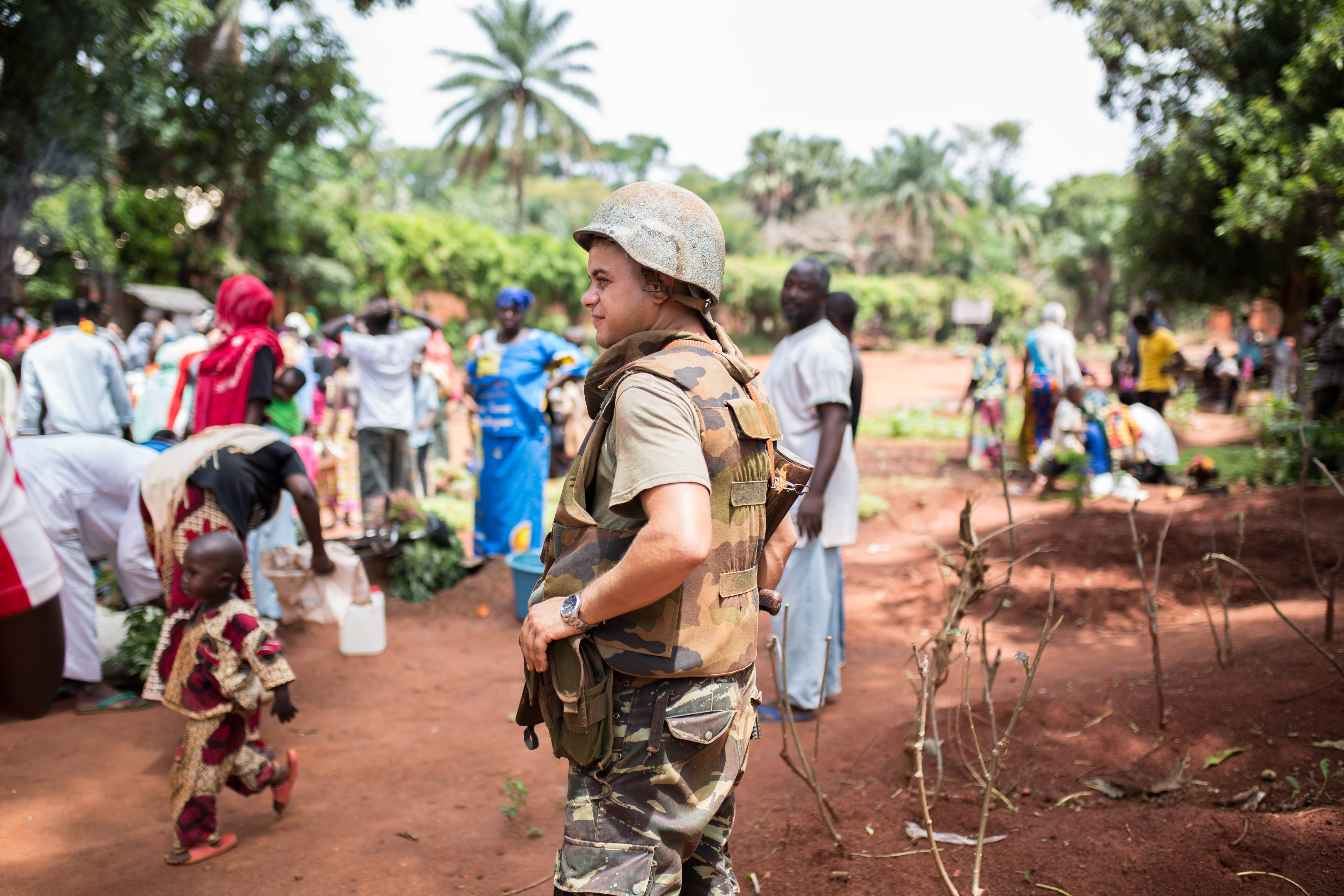 Morrocan Peacekeepers protect muslim internally displaced persons (IDPs) at a Catholic seminary in Bangassou.