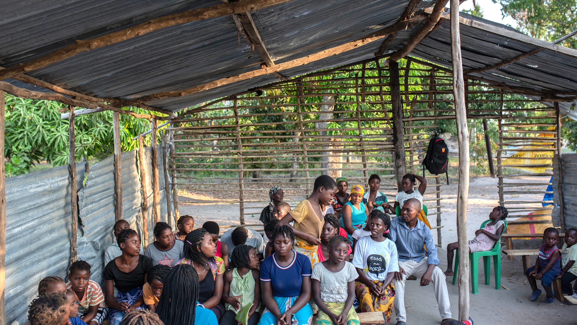 A church choir practises ahead of a Sunday service in the city of Dondo, an hour’s drive from Beira. The small church with a congregation of 170 was “completely destroyed” by Idai.